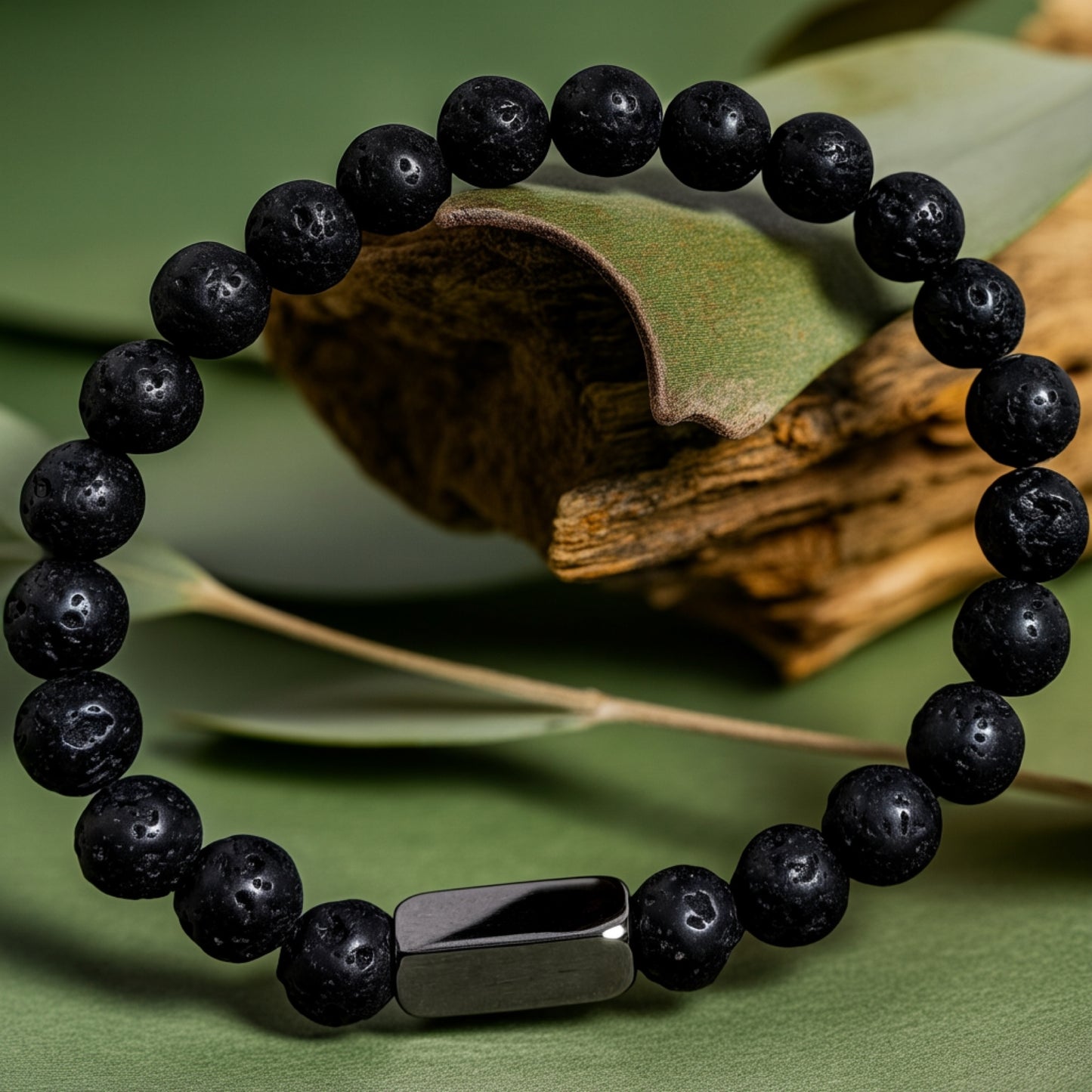 Men’s Beaded Bracelet with Custom Engraving