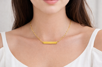 18K Gold Plated Engravable Bar Locket Necklace