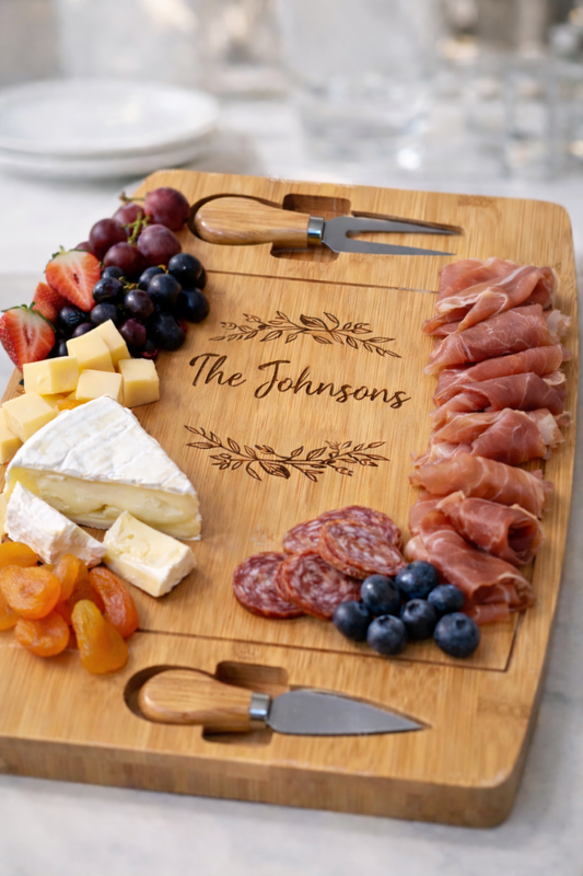 Engravable Bamboo Charcuterie Board Set