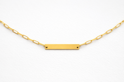 18K Gold Plated Engravable Bar Locket Necklace