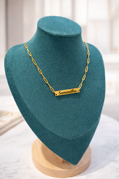 18K Gold Plated Engravable Bar Locket Necklace