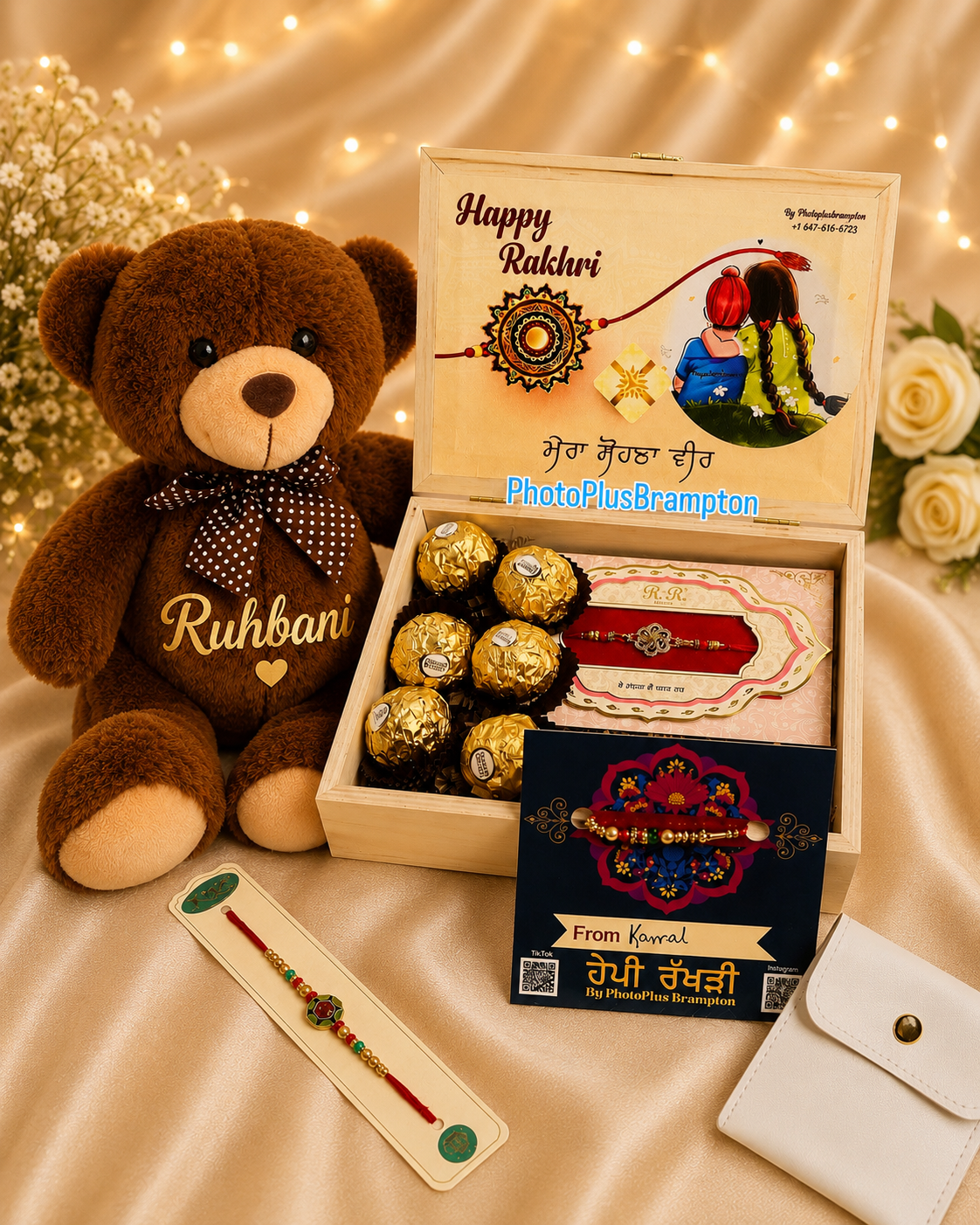 Personalized Teddy & Rakhi Hamper Gift Box