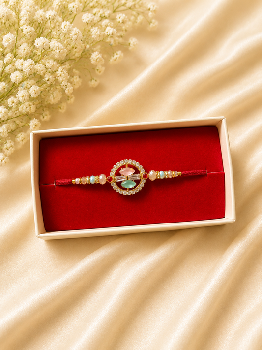 Pastel Bloom Crystal Rakhi