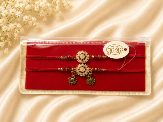 Royal Veer Bhabhi Couple Rakhi Set