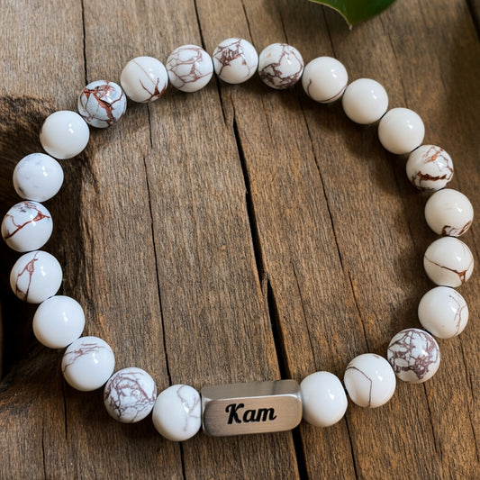 Men’s Beaded Bracelet with Custom Engraving